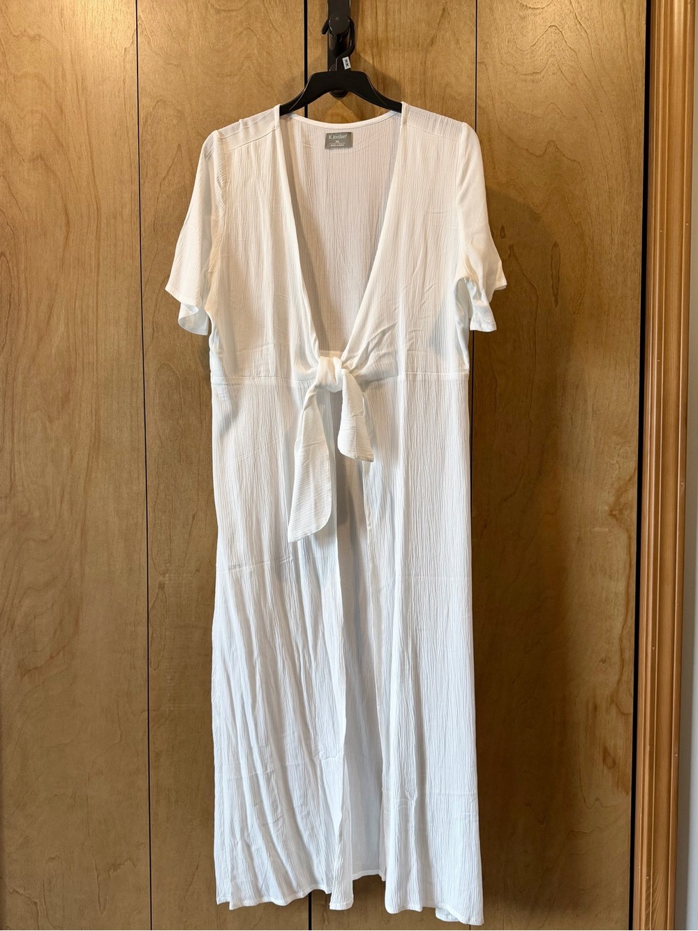 K Jordan XL White Tie-Front Maxi Cover-Up